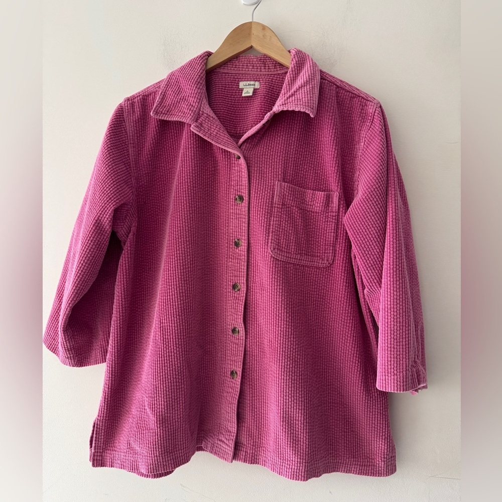 L.L. Bean Pink‎ Corduroy Button Down Jacket Shacket